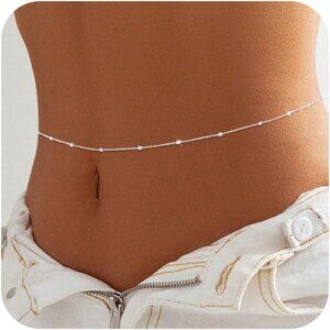 Women 14K Silver Plated Body Chain Waist Chain Beach Body Jewelry Belly Chain D